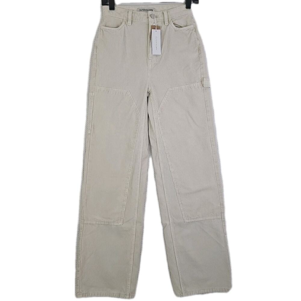 Outerknown ~Woman Size 23~ Ivory Corduroy Cargo Pants Organic Cotton NWT.